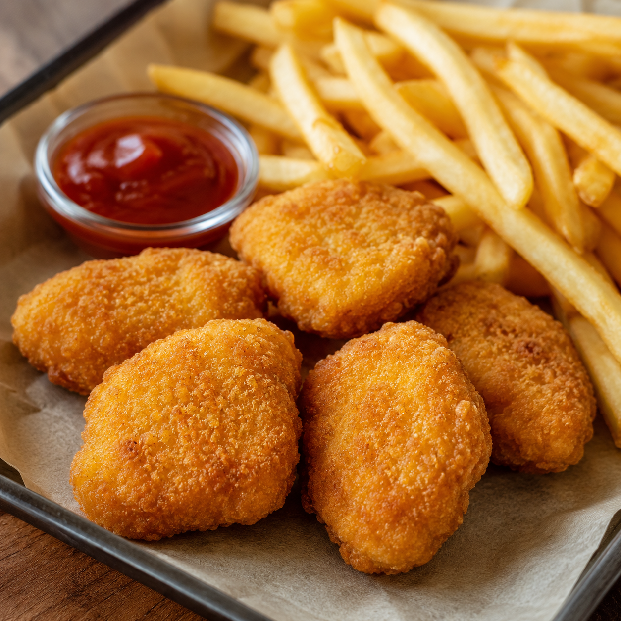 Chicken Nuggets mit Pommes 5 Stk.